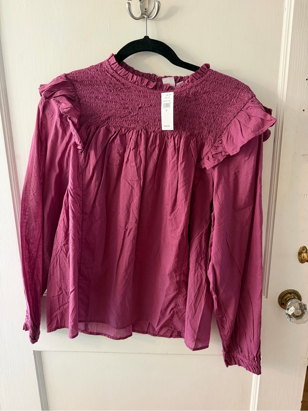 GAP Smocked Yoke Long-Sleeve Blouse - Rose